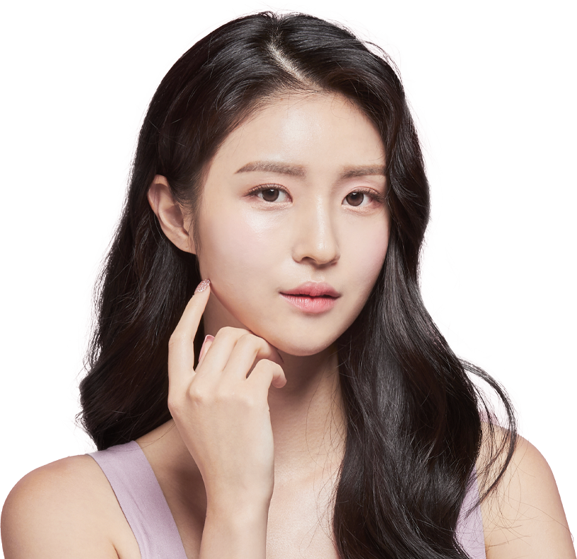 울쎄라 시술 부위별 적용 위치를 보여주는 여성 모델 이미지